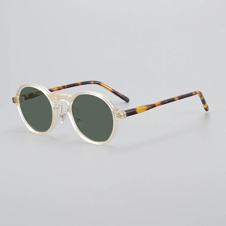 Black Mask Unisex Full Rim Round Acetate Polarized Sunglasses 14543 Full Rim Black Mask Tortoise-Green As Shown