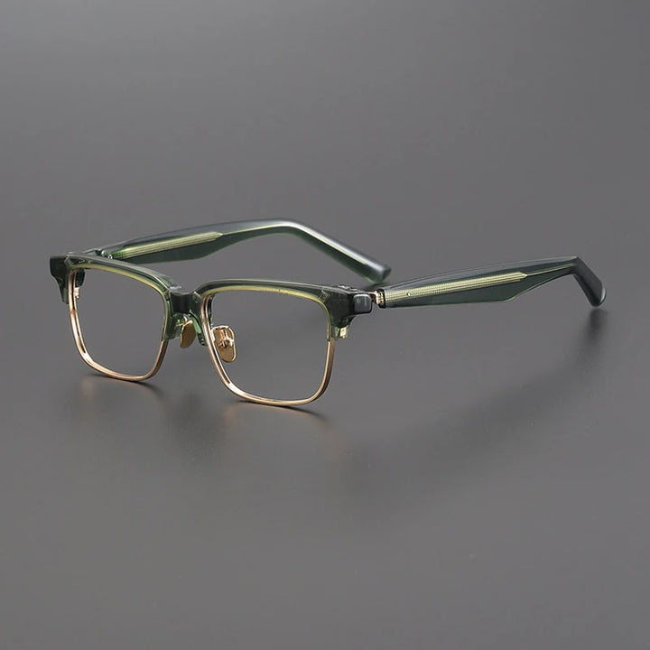 Gatenac Unisex Full Rim Square Acetate Eyeglasses Gxyj1191 Full Rim Gatenac Green