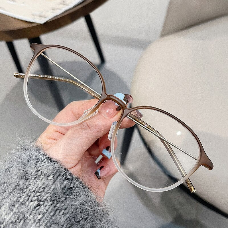 CCspace Unisex Full Rim Round Tr 90 Titanium Eyeglasses 55885 Full Rim CCspace