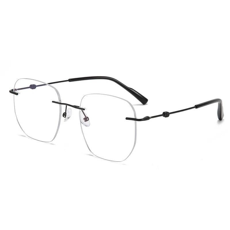 Xbora Women's Rimless Flat Top Polygon Alloy Eyeglasses 18260