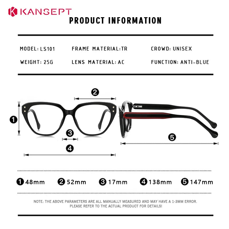 Kansept Women's full Rim Oval Square Tr 90 Alloy Reading Glasses 52101