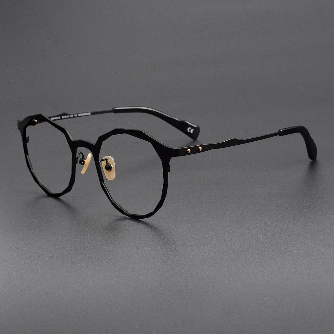 Muzz Unisex Full Rim Polygon Round Titanium Eyeglasses 620018