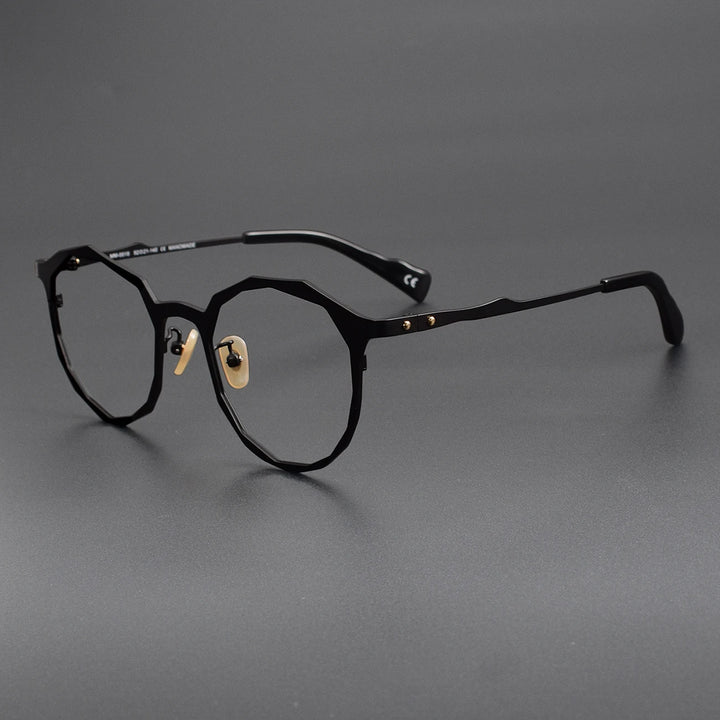 Muzz Unisex Full Rim Polygon Round Titanium Eyeglasses 620018