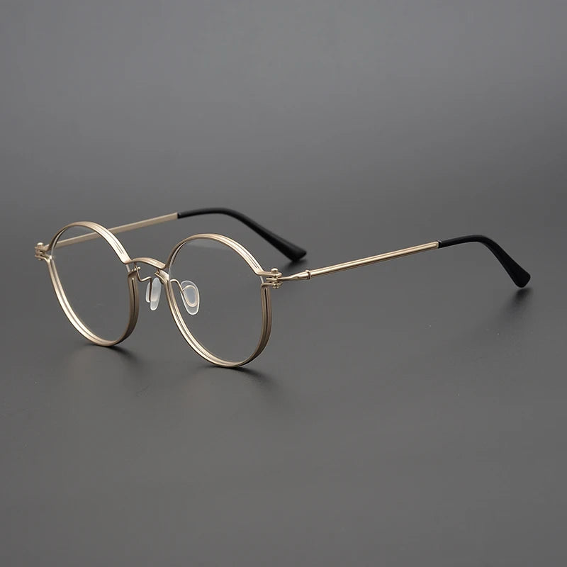 Black Mask Unisex Full Rim Round Titanium Acetate Eyeglasses Tv002 Full Rim Black Mask Gold