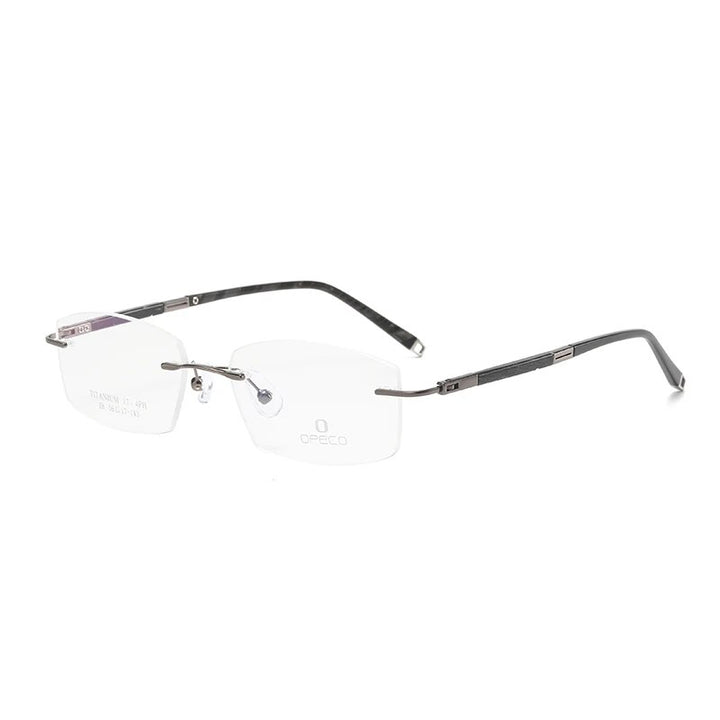 Zirosat Unisex Rimless Square Titanium Eyeglasses Y063 Rimless Zirosat