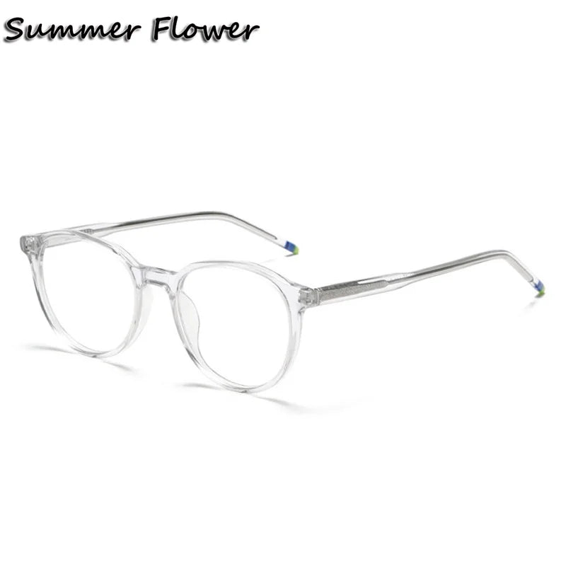 Summer Flower Women's Full Rim Round Acetate Eyeglasses 81010 Full Rim Summer Flower C4