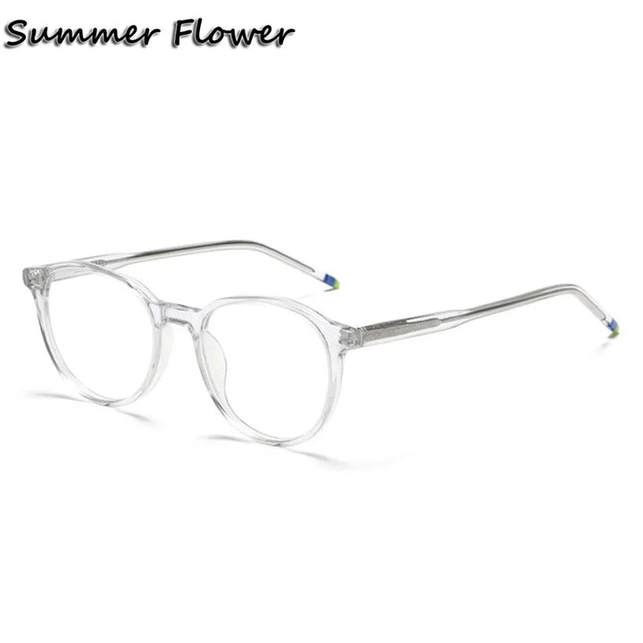 Summer Flower Women's Full Rim Round Acetate Eyeglasses 81010 Full Rim Summer Flower C4