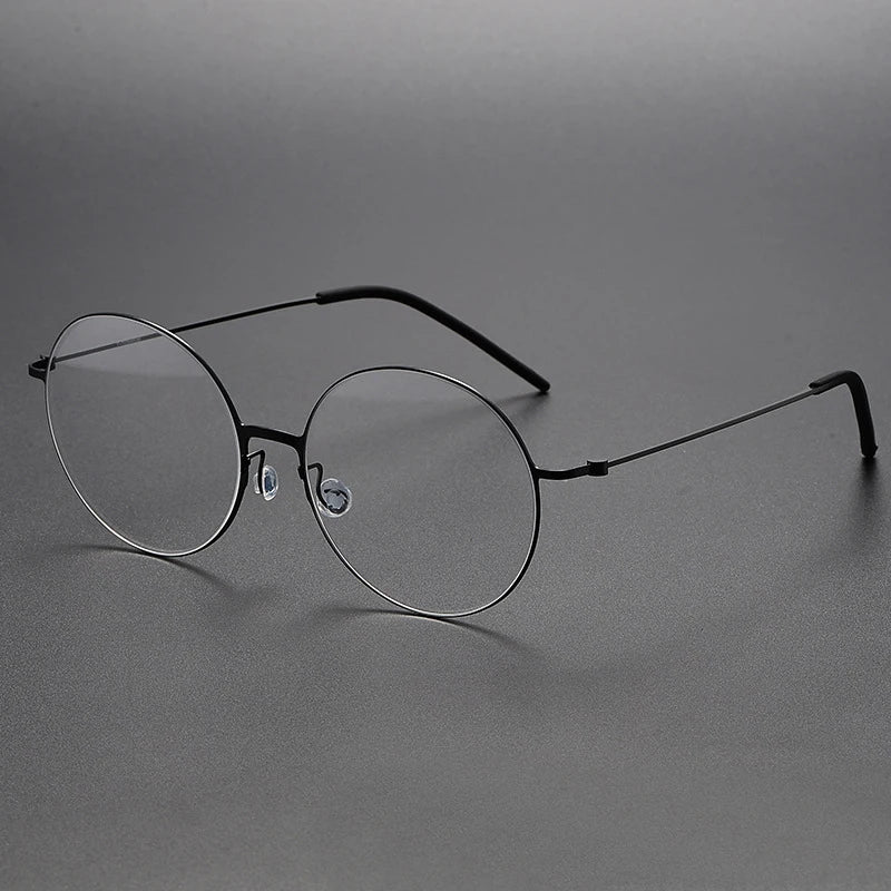 Black Mask Unisex Full Rim Round Screwless Titanium Eyeglasses 5516 Full Rim Black Mask Black