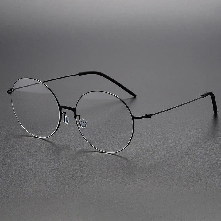 Black Mask Unisex Full Rim Round Screwless Titanium Eyeglasses 5516 Full Rim Black Mask Black