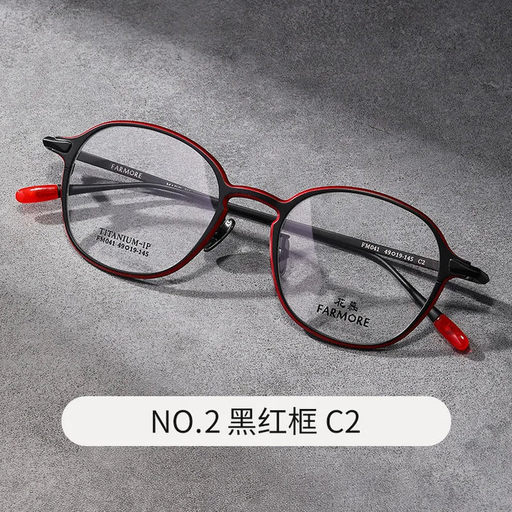 Reven Jate Unisex Full Rim Oval Round Titanium Eyeglasses 69041