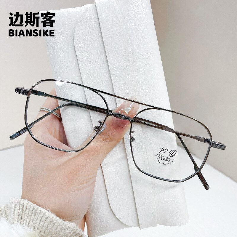 CCspace Unisex Full Rim Square Double Bridge Alloy Eyeglasses 55896 Full Rim CCspace Gun China
