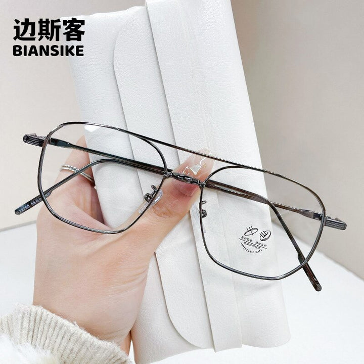 CCspace Unisex Full Rim Square Double Bridge Alloy Eyeglasses 55896 Full Rim CCspace Gun China