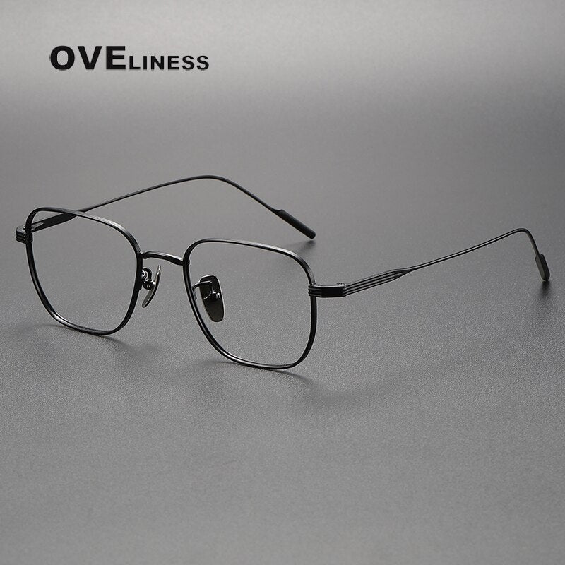 Oveliness Unisex Full Rim Square Titanium Eyeglasses 80809 Full Rim Oveliness black  