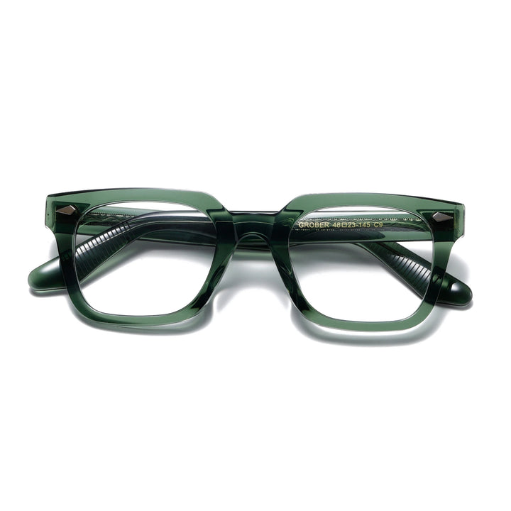 Aror Unisex Full Rim Square Thick Acetate Eyeglasses 13923 Full Rim Aror Green