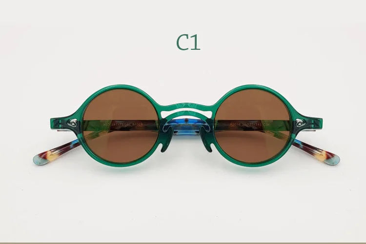 Yujo Men's Full Rim Round Double Bridge Acetate Polarized Sunglasses 2058s Sunglasses Yujo C1 CHINA