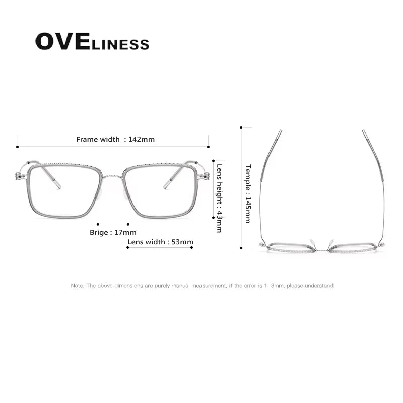 Oveliness Unisex Full Rim Square Acetate Titanium Eyeglasses 80899