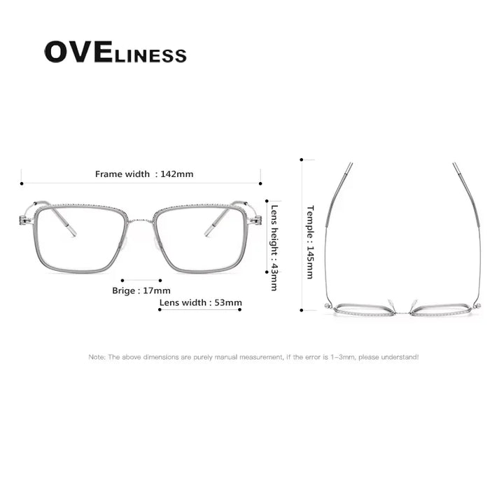 Oveliness Unisex Full Rim Square Acetate Titanium Eyeglasses 80899