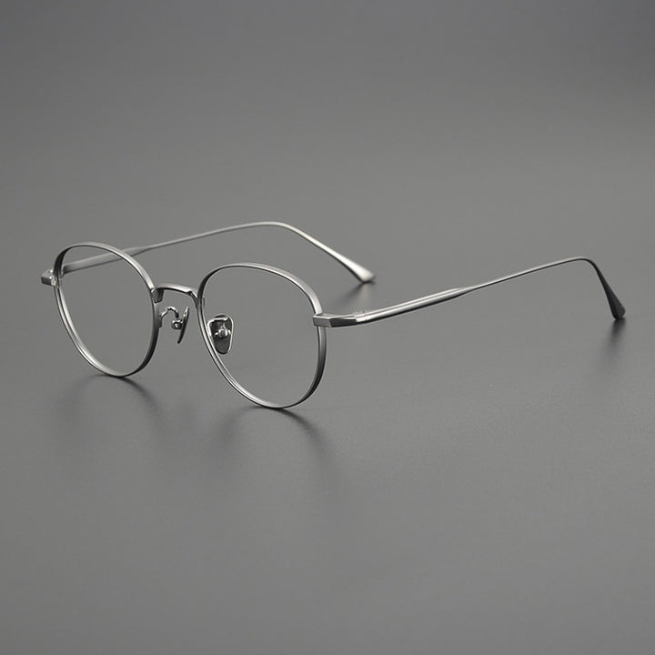 Gatenac Unisex Full Rim Round Titanium Eyeglasses Gxyj1098 Full Rim Gatenac Gun