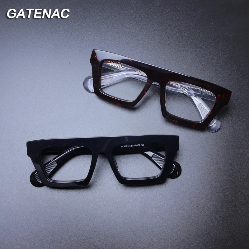 Gatenac Unisex Full Rim Square Acetate Eyeglasses Gxyj-1176 Full Rim Gatenac