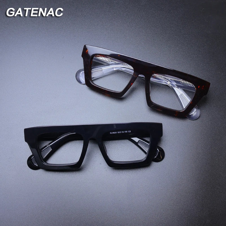 Gatenac Unisex Full Rim Square Acetate Eyeglasses Gxyj-1176 Full Rim Gatenac