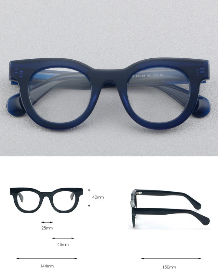 Hewei Unisex Full Rim Oval Thick Acetate Eyeglasses 882259 Full Rim Hewei