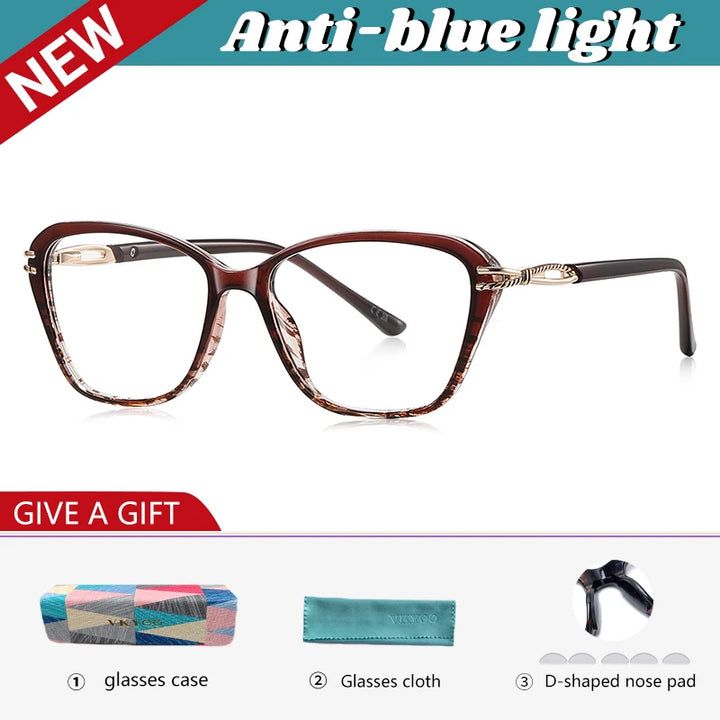 Vicky Women's Full Rim Polygon Square Tr 90 Alloy Reading Glasses 77237