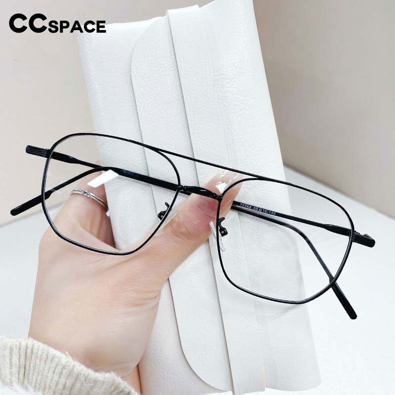CCspace Unisex Full Rim Square Double Bridge Alloy Eyeglasses 55896 Full Rim CCspace