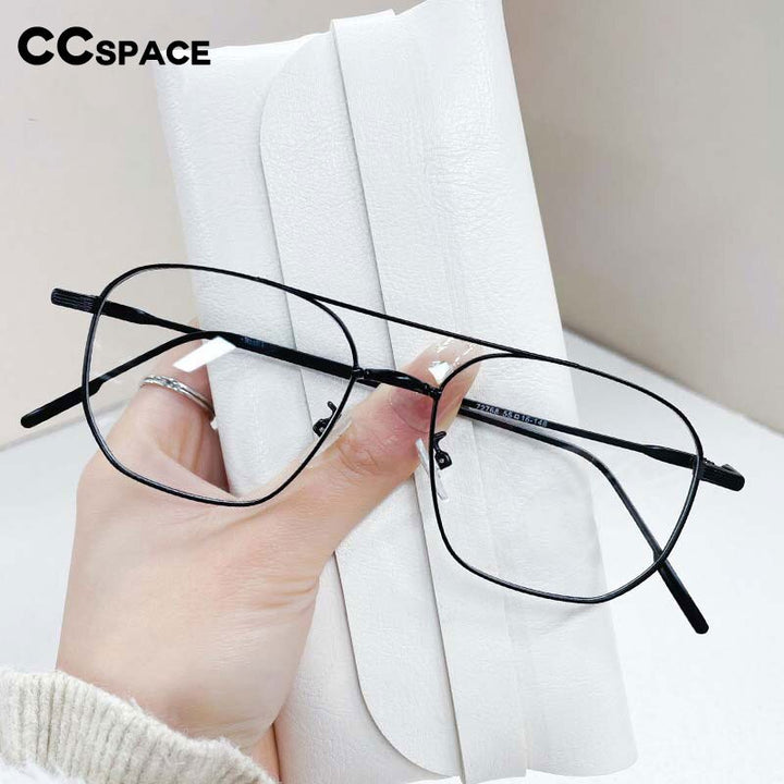 CCspace Unisex Full Rim Square Double Bridge Alloy Eyeglasses 55896 Full Rim CCspace