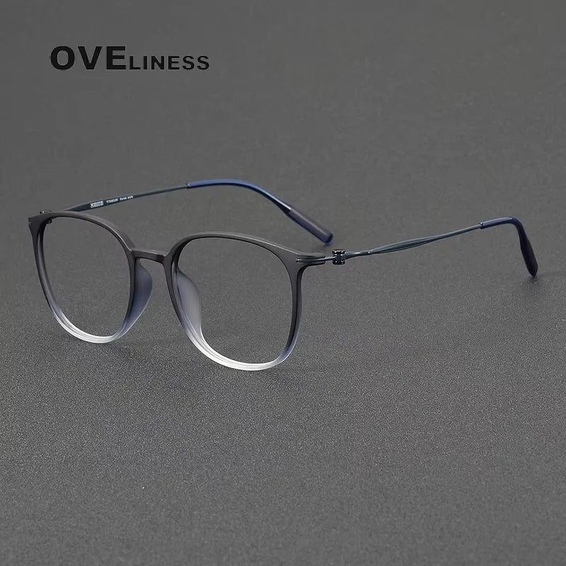 Oveliness Women's Full Rim Square Acetate Titanium Eyeglasses 28663