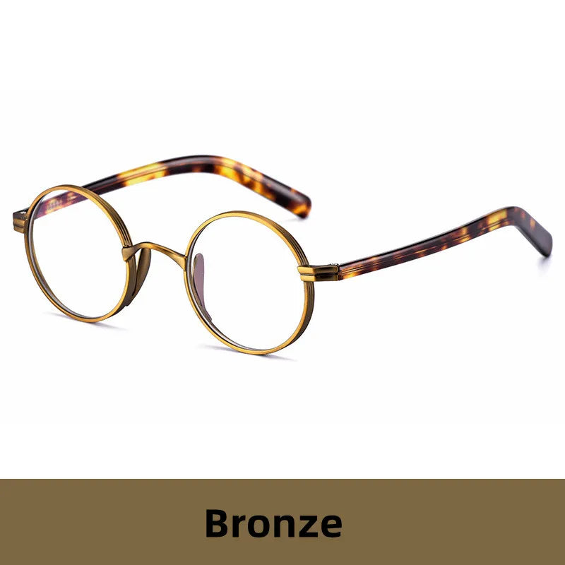 Kocolior Unisex Full Rim Small Round Titanium Hyperopic Reading Glasses 0881 Reading Glasses Kocolior Bronze 0