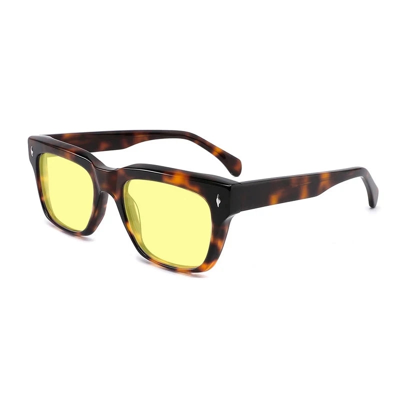 Gatenac Unisex Full Rim Square Polarized Acetate Sunglasses Mo15 Sunglasses Gatenac Tortoiseshell Yellow