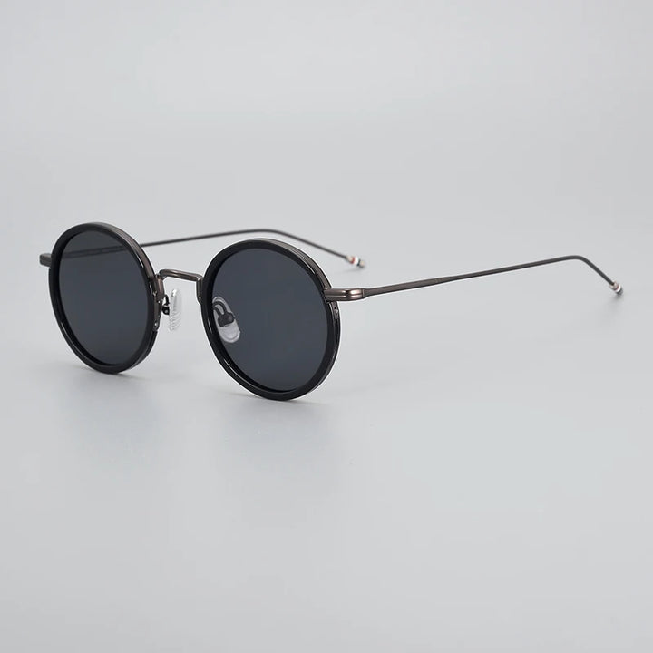 Black Mask Men's Full Rim Alloy Round Polarized Sunglasses X906 Full Rim Black Mask Black-Gray As Shown