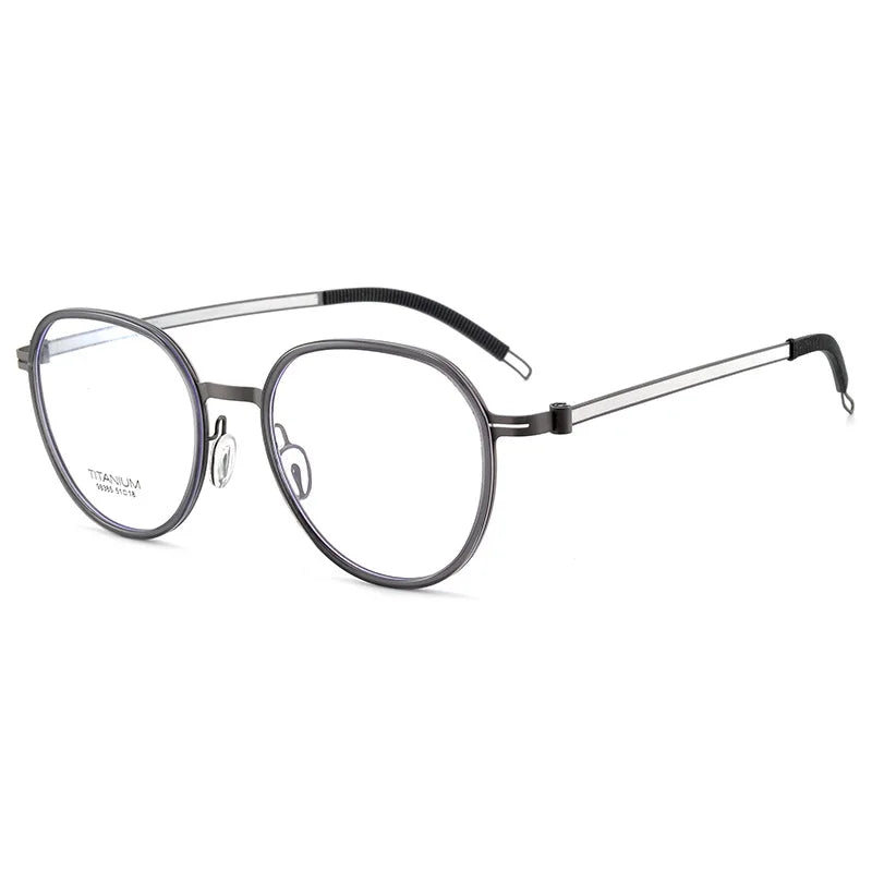 CCspace Unisex Full Rim Round Titanium Eyeglasses 57284 Full Rim CCspace Gun