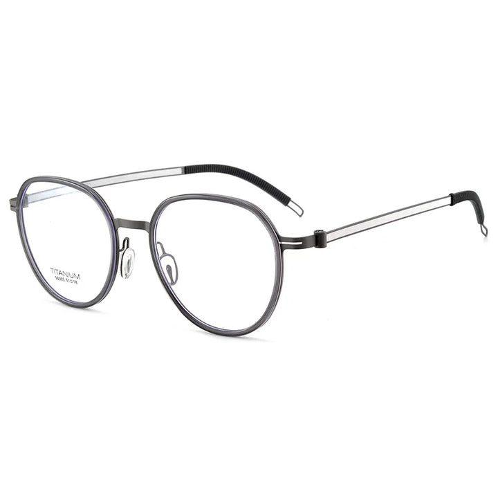 CCspace Unisex Full Rim Round Titanium Eyeglasses 57284 Full Rim CCspace Gun