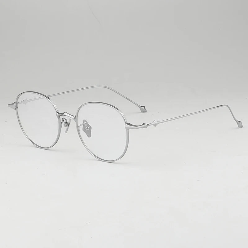 Muzz Unisex Full Rim Round Titanium Ip Plated Eyeglasses Ep87 Full Rim Muzz Silver