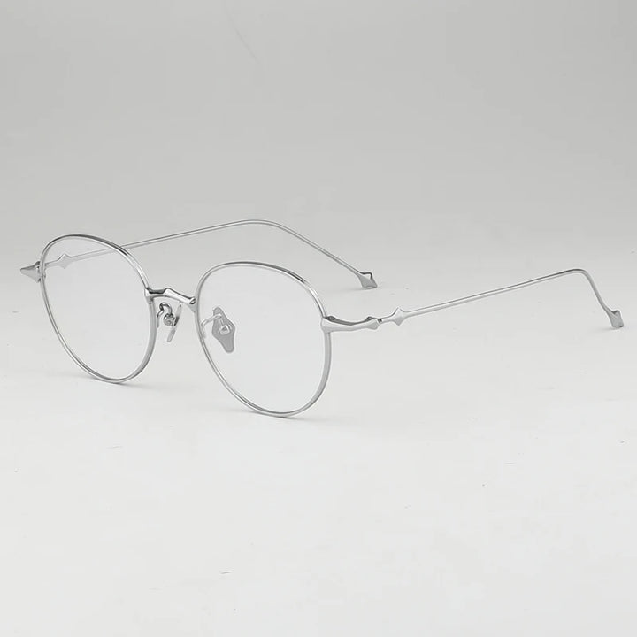 Muzz Unisex Full Rim Round Titanium Ip Plated Eyeglasses Ep87 Full Rim Muzz Silver
