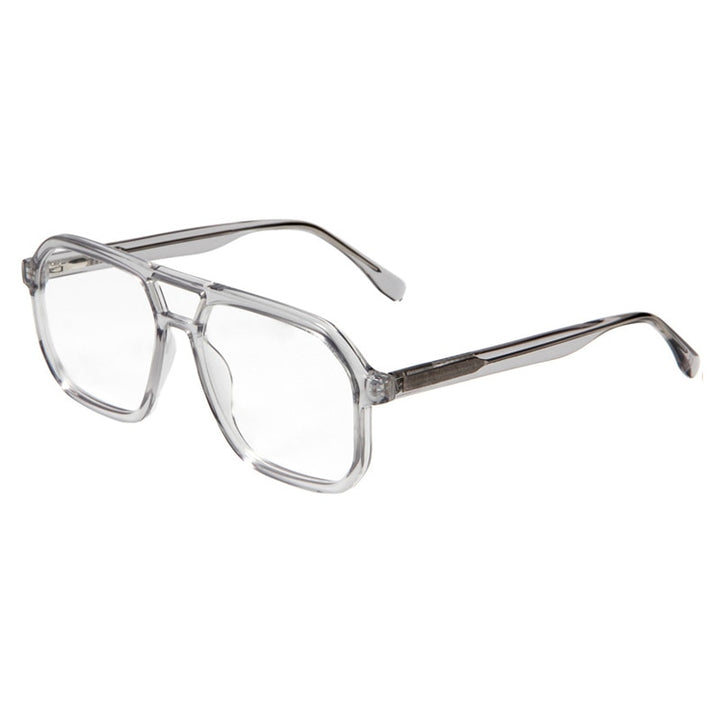 Gatenac Unisex Full Rim Square Double Bridge Acetate Eyeglasses Gxyj1099 Full Rim Gatenac Gray