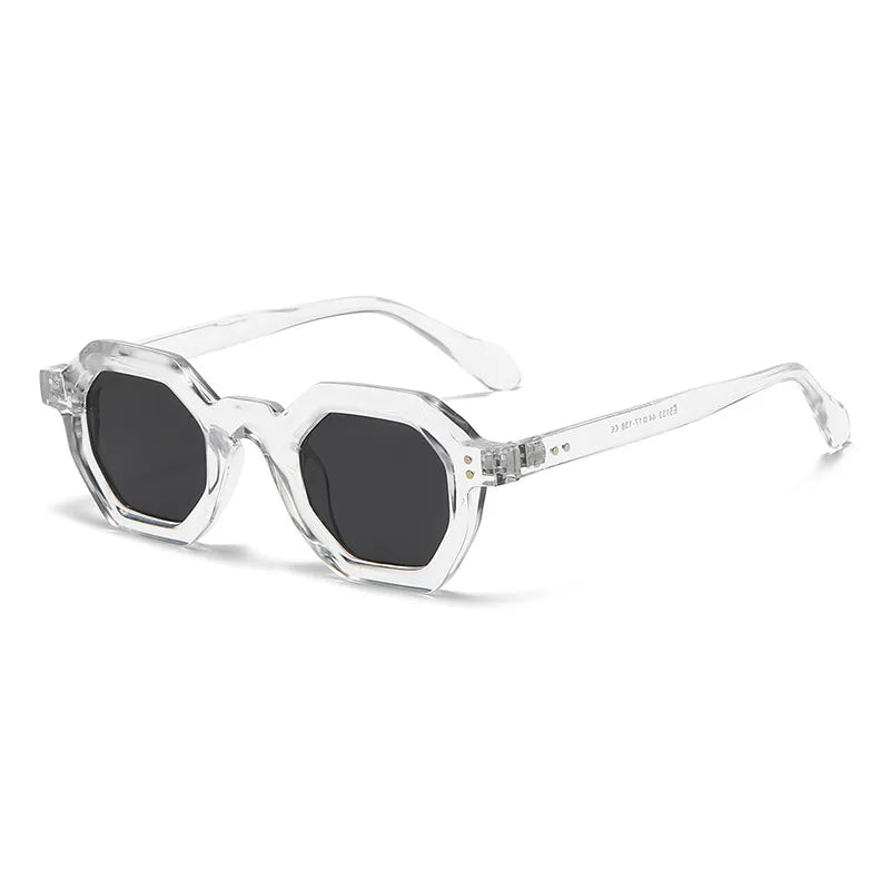 CCspace Unisex Full Rim Polygon Plastic Eyeglasses 56891 Full Rim CCspace C4ClearBlack