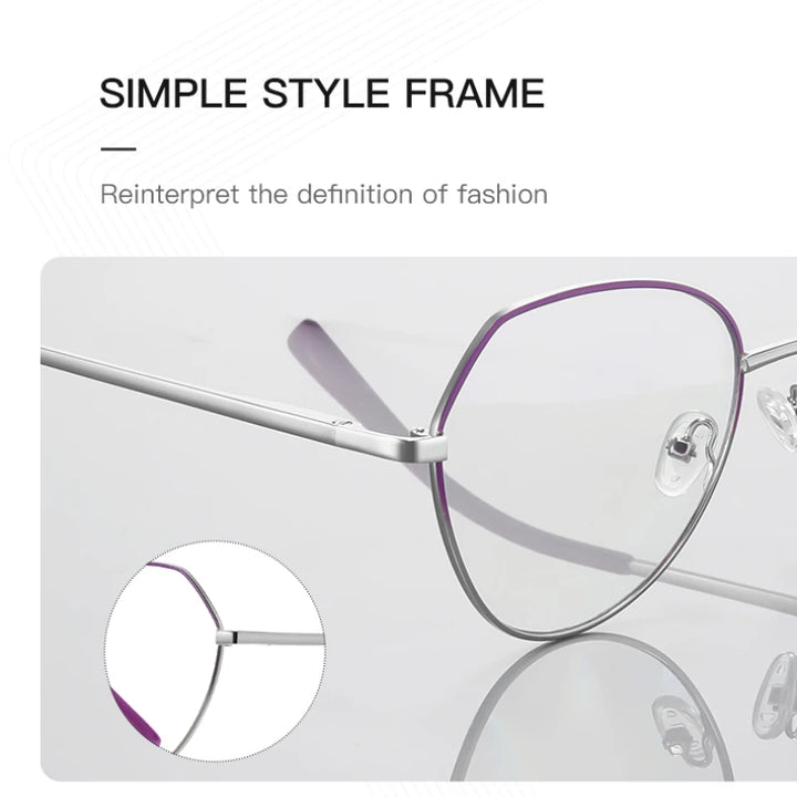 Vicky Women's Full Rim Oval Polygon Stainless Steel Reading Glasses 3095 Reading Glasses Vicky