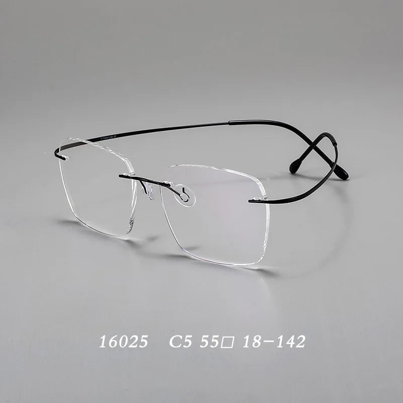 Hdcrafter Unisex Rimless Square Screwless Titanium Eyeglasses 16025