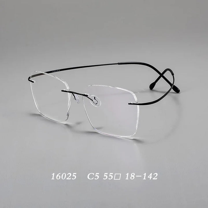 Hdcrafter Unisex Rimless Square Screwless Titanium Eyeglasses 16025