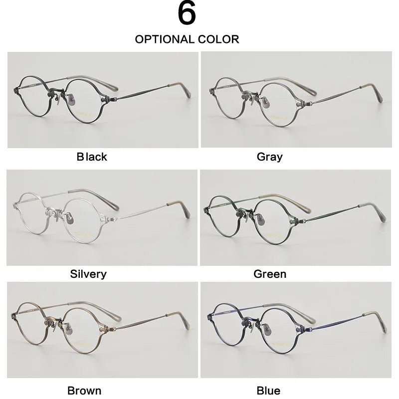 Muzz Unisex Full Rim Small Round Titanium Eyeglasses M188 Full Rim Muzz