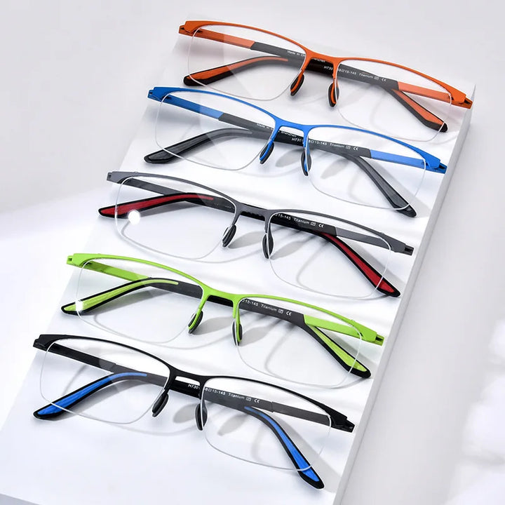 Nobler Unisex Semi Rim Square Titanium Eyeglasses 1730 Full Rim Nobler