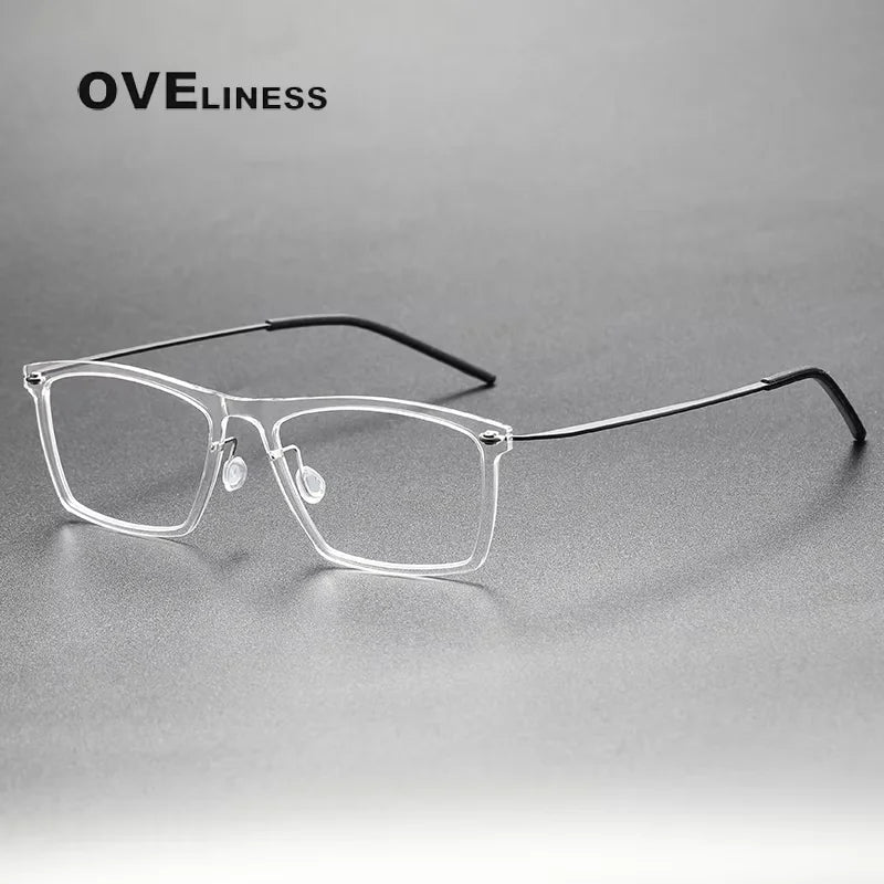 Oveliness Unisex Full Rim Square Acetate Titanium Eyeglasses 6533 Full Rim Oveliness transparent
