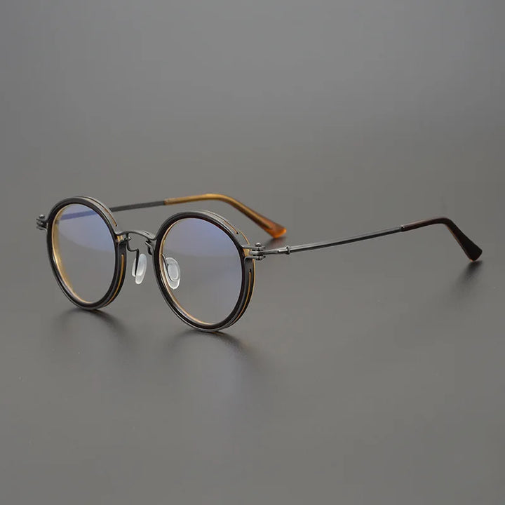 Black Mask Unisex Full Rim Round Titanium Acetate Eyeglasses 195021