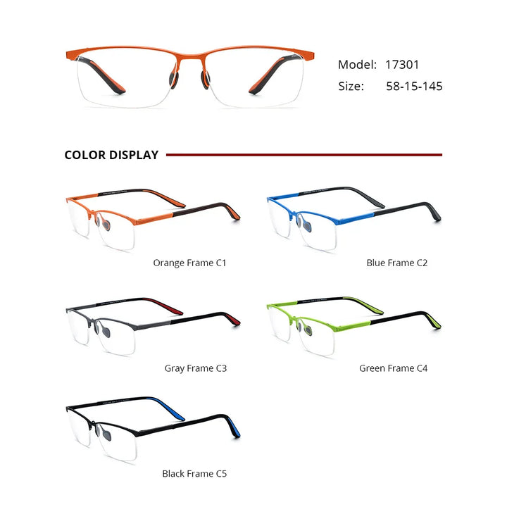 Nobler Unisex Semi Rim Square Titanium Eyeglasses 1730 Full Rim Nobler