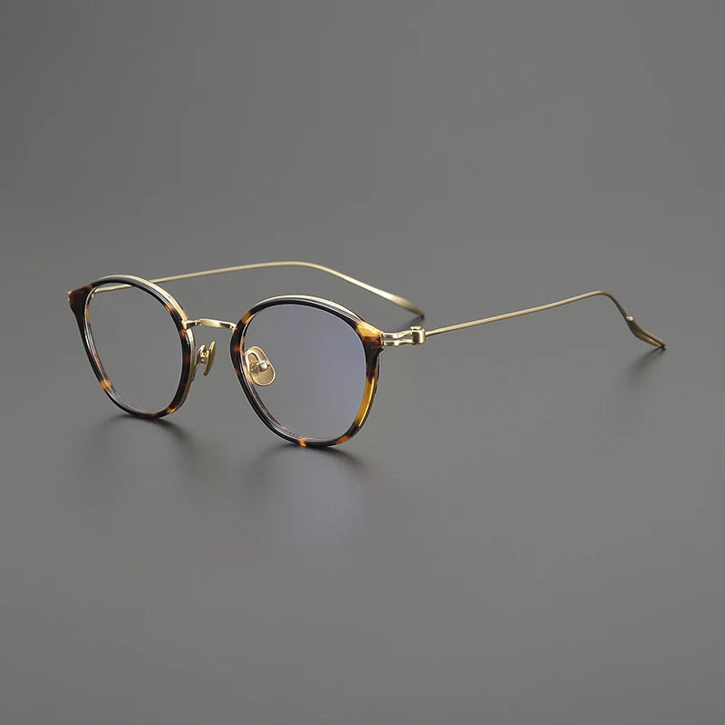 Gatenac Unisex Full Rim Round Acetate Titanium Eyeglasses Gxyj1573