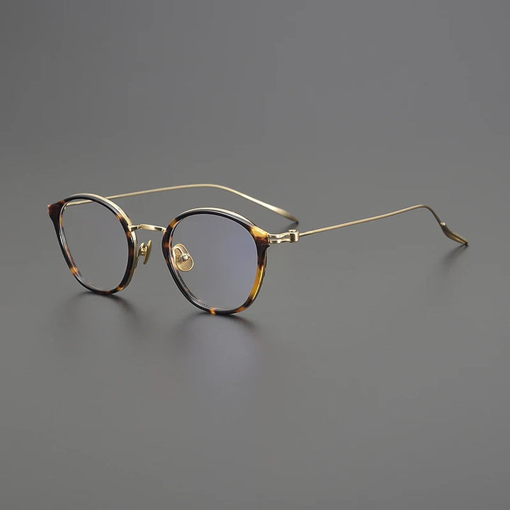 Gatenac Unisex Full Rim Round Acetate Titanium Eyeglasses Gxyj1573