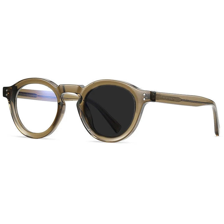 Kocolior Unisex Full Rim Small Round Acetate Eyeglasses Xk2090 Full Rim Kocolior Photochromic Tea