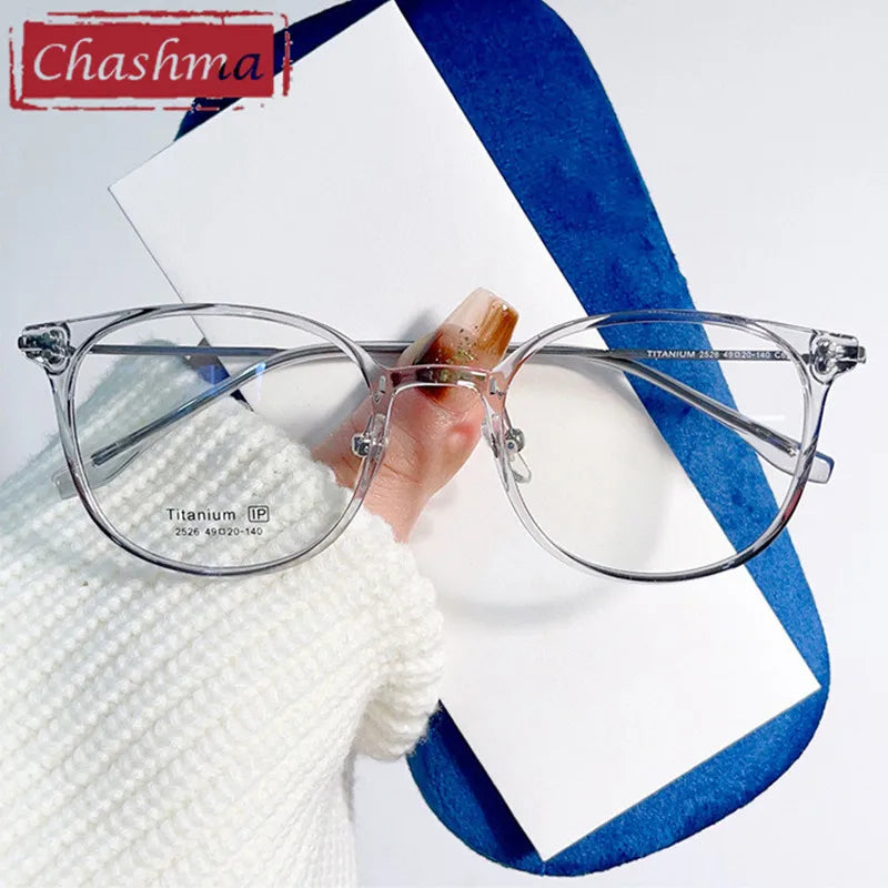 Chashma Ottica Women's Full Rim Round Titanium Tr 90 Eyeglasses 402526